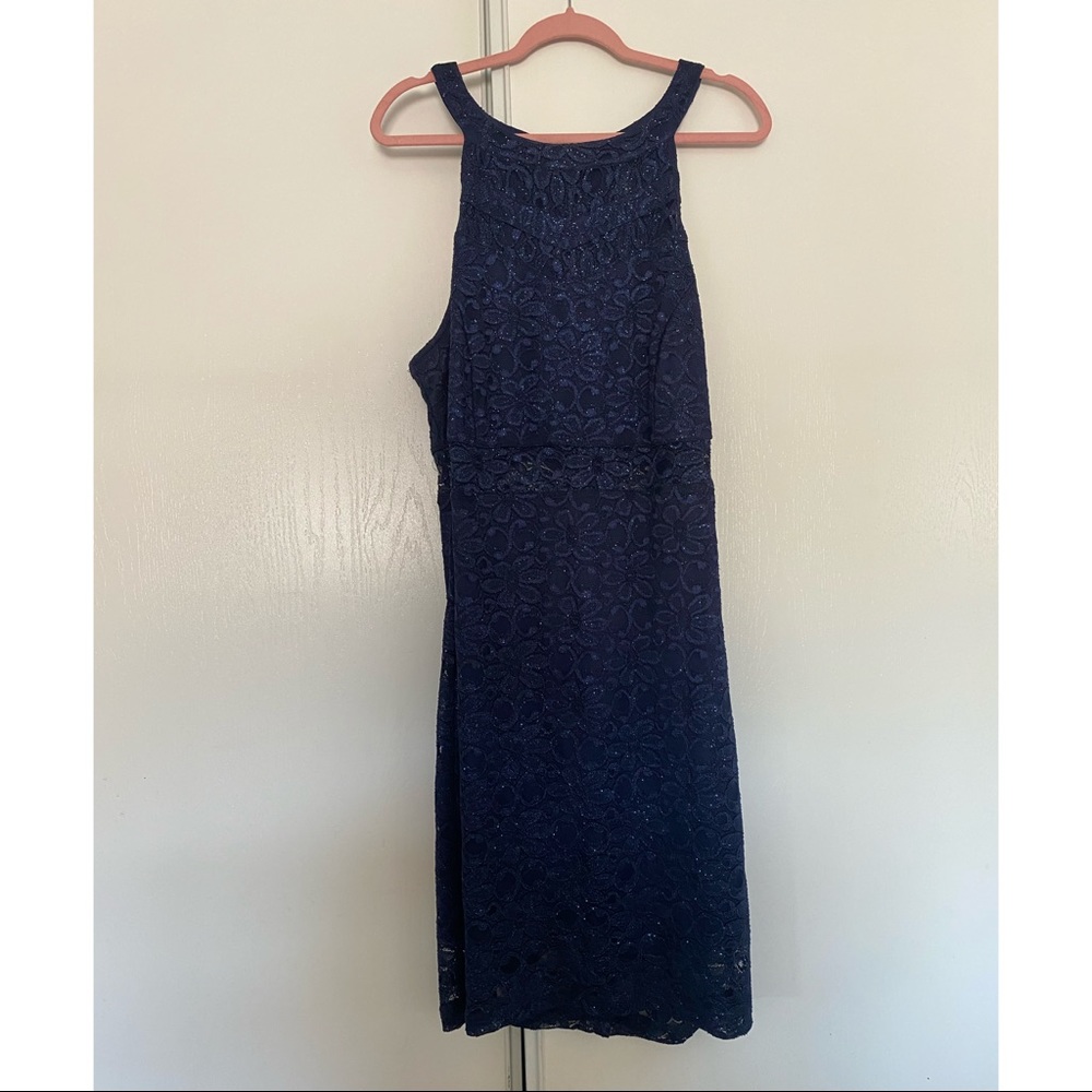 Macy’s Navy Blue Bodycon Halter Top Dress